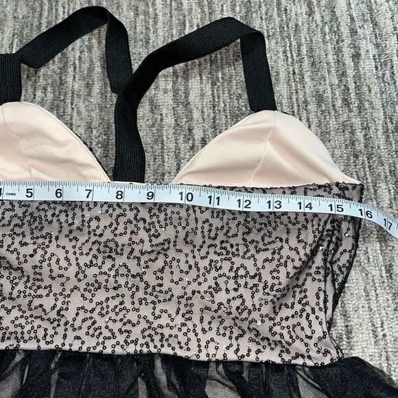 Emerald Sundae Juniors Size 7 Sequin Cocktail Mini Dress‎ Black Silver Side Zip - Picture 7 of 9